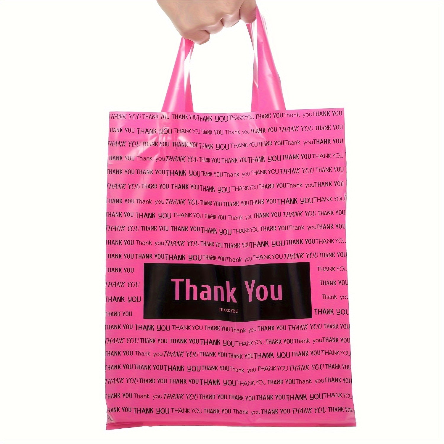100 Pink Thank You Bags Plastic Merchandise Shopping Bags