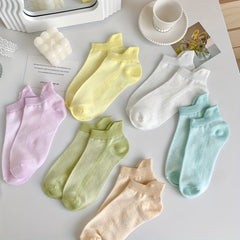 7 Pairs Soft Low Cut Women's Socks Lightweight Solid Stockings Hosiery
