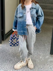 Girls' Ombre Denim Jacket Street Outwear Kids Outfit