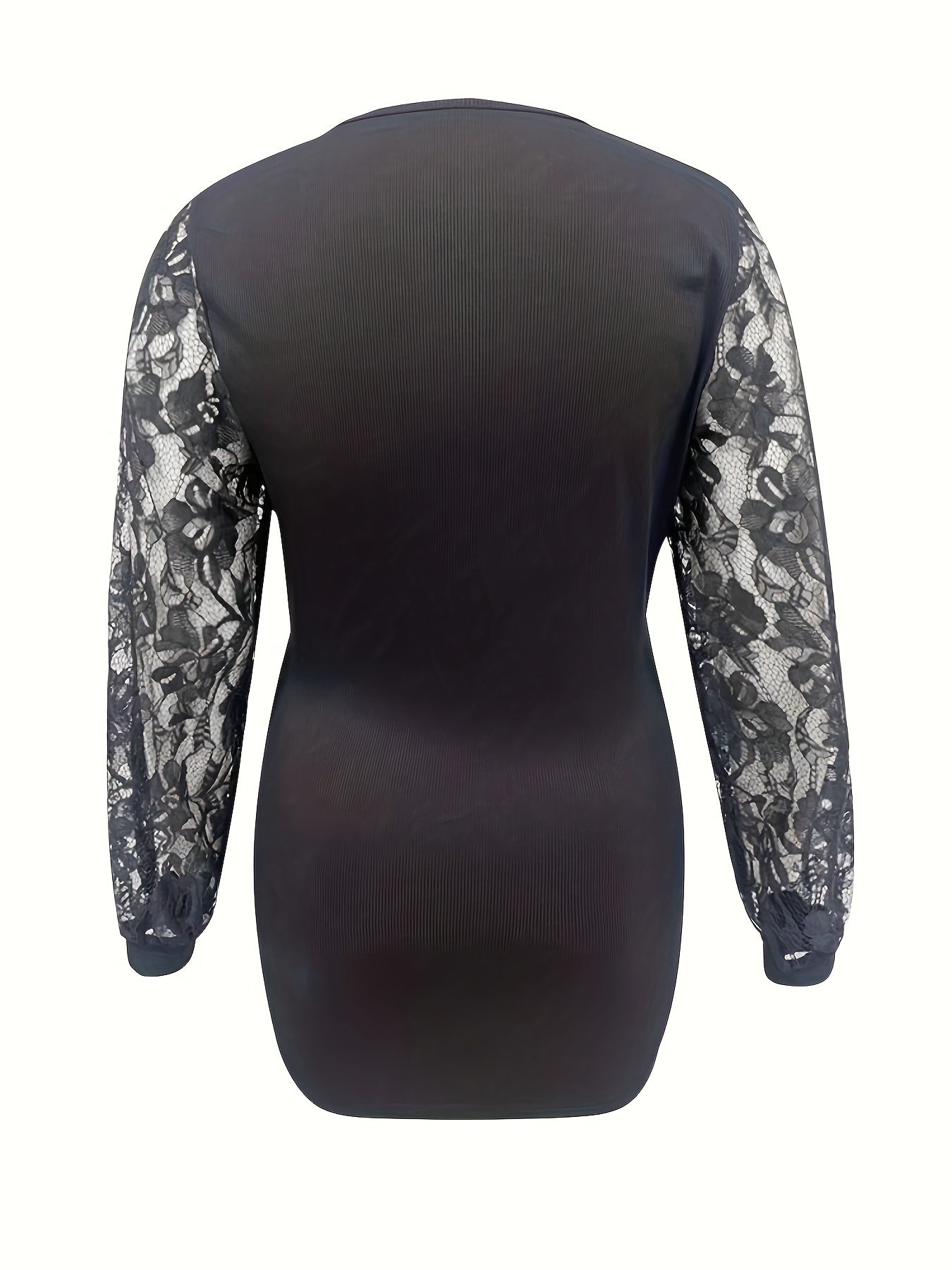 Lace Sleeve Surplice Neck Wrap Dress