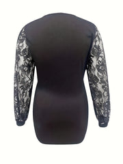 Lace Sleeve Surplice Neck Wrap Dress