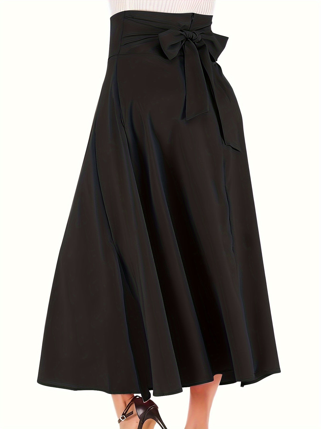 High Rise Belted A-line Skirt
