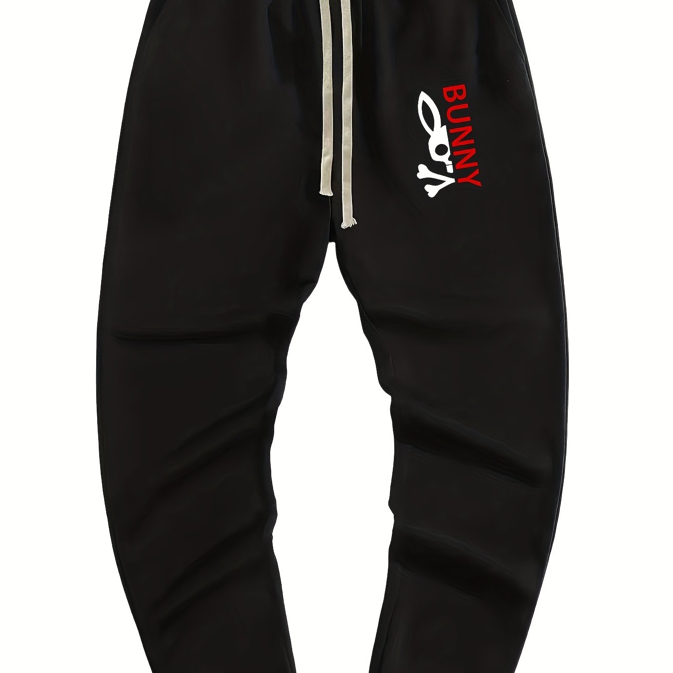 Bunny Print Drawstring Sweatpants Loose Fit Joggers Men's Casual Pants