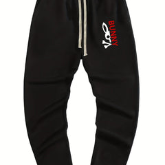 Bunny Print Drawstring Sweatpants Loose Fit Joggers Men's Casual Pants