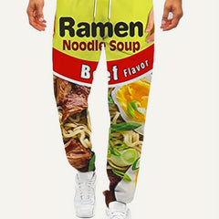 Ramen Lover Pattern Print Men's Sweatpants Casual Drawstring Active