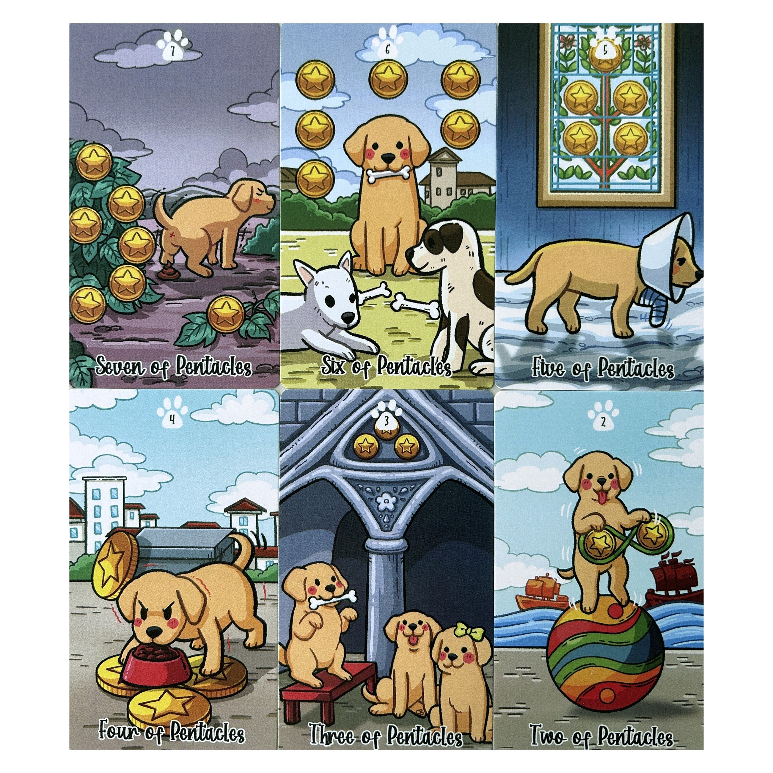 78pcs Cartoon Dog Tarot Card With Study Guide Standard Size Fortune Telling Game