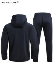 Men's Outdoor Hooded Windbreaker Jacket & Warm Pants