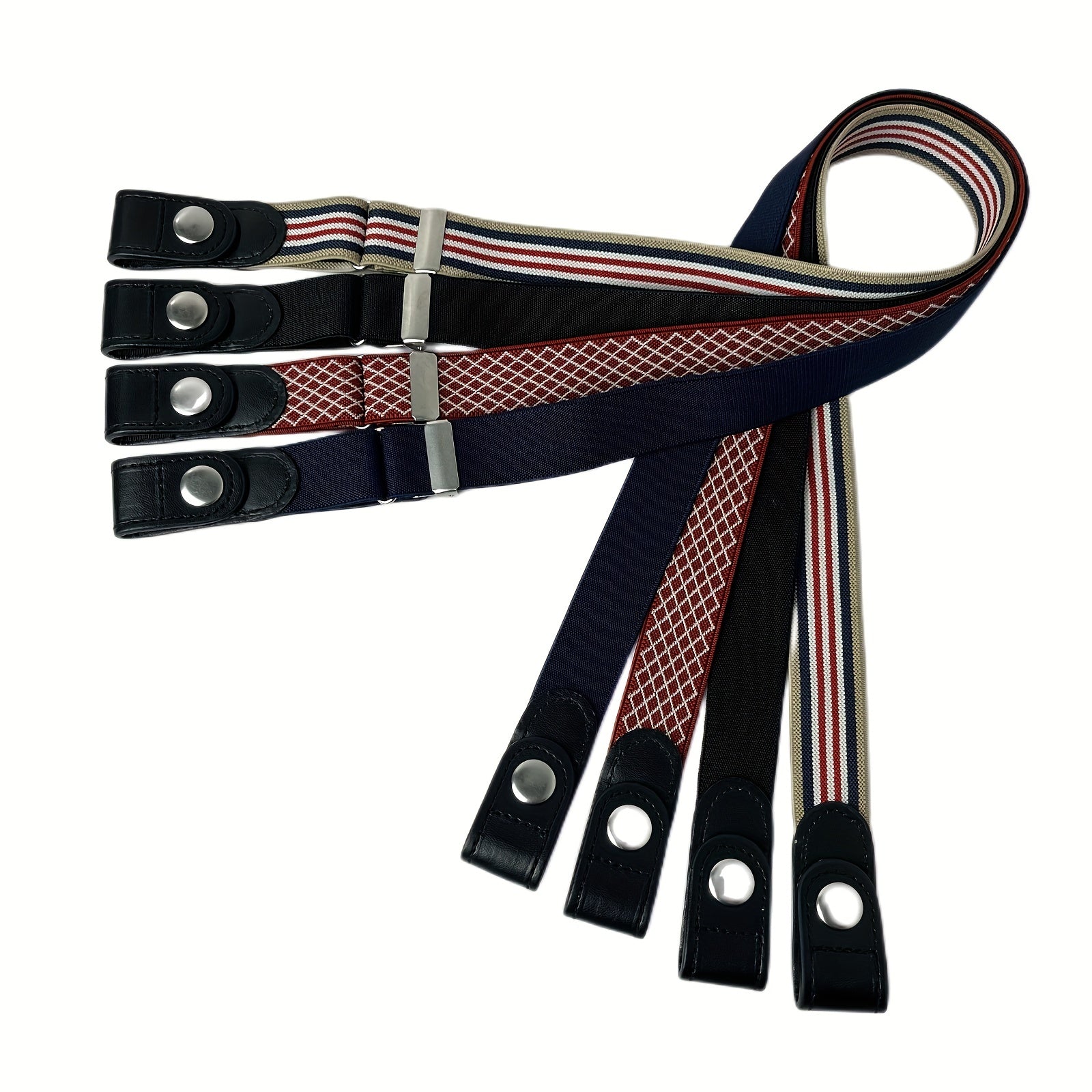 Polyester Elastic Waist Belt - Stylish Casual No Buckle Plated Belt