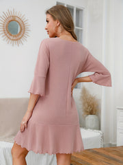 Waffle V-Neck Button Lounge Dress