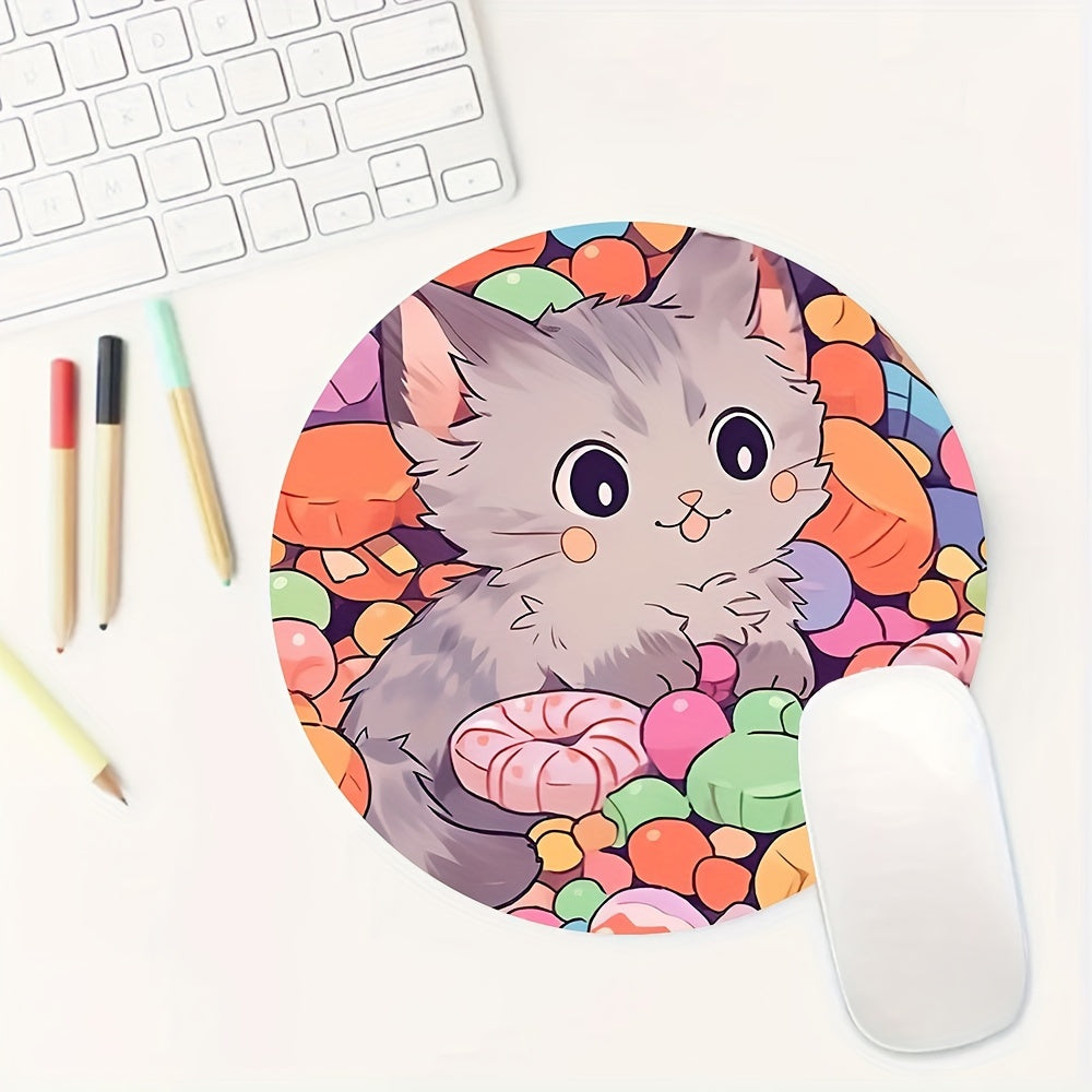 Cat Pattern Round Mouse Pad Stylish Round Mousepad