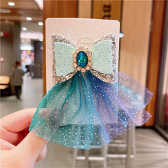 Mesh Princess Sequin Bow Hair Clips Holiday Party Gift