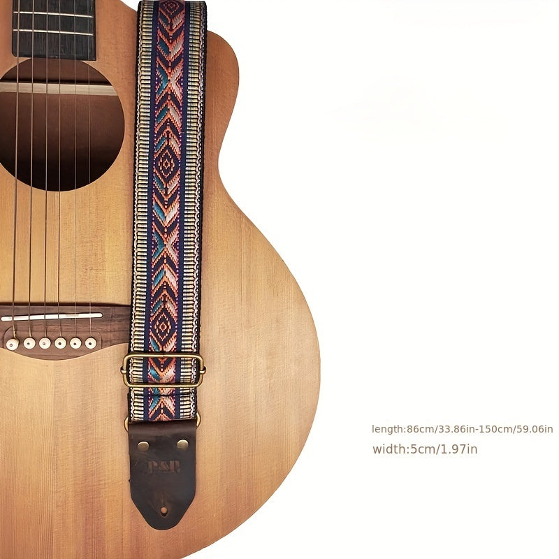 Adjustable Guitar Strap with Embroidered Design