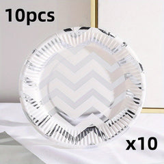 10pcs Disposable Paper Tray Creative Golden Star Dot Cake Tableware