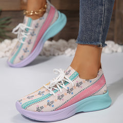 Casual Floral Print Running Shoes Breathable Lightweight Sport Sneakers