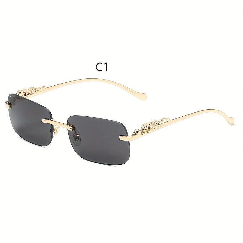 Leopard Metal Square Sunglasses UV Protection