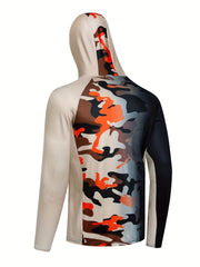 Men's Camo Raglan Sleeve Hoodie w/ Mask Anti UV Sun Protection Fishing Shirt