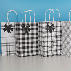 8pcs Plaid Gift Bags with Handle for Christmas Party Wedding Birthday Favor Bags