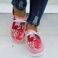 Women's Red Heart Stitching Cartoon Sneakers