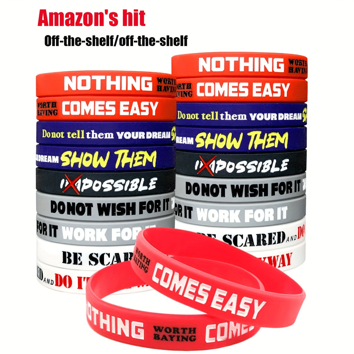 5pcs Engraved Inspirational Quote Silicone Bracelet