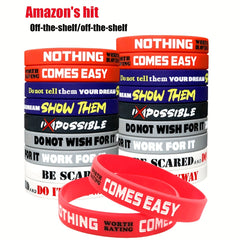 5pcs Engraved Inspirational Quote Silicone Bracelet