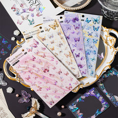 2pcs Cold Hot Die Cut Flash Film Pet Sticker Retro Butterfly Guka Diary Material