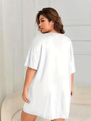 Car Print Short Sleeve Round Neck Sleep Dress