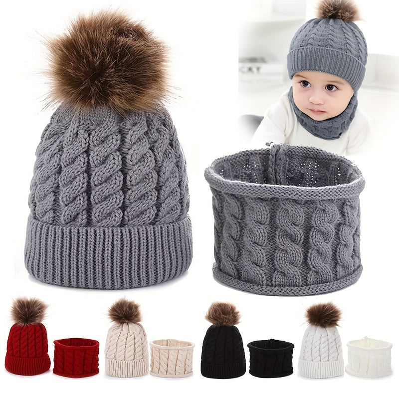 Baby Knitted Hat & Neck Warmer Set for 0-4 Years
