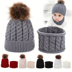 Baby Knitted Hat & Neck Warmer Set for 0-4 Years