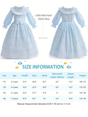 Girls Princess Dress Long Puff Sleeve Tulle with Accessories