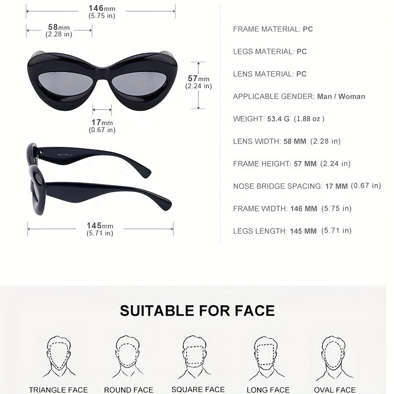 Y2K Narrow Frame Lip Inflatable Sunglasses