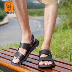LAORENTOU Men's Leather Outdoor Sandals