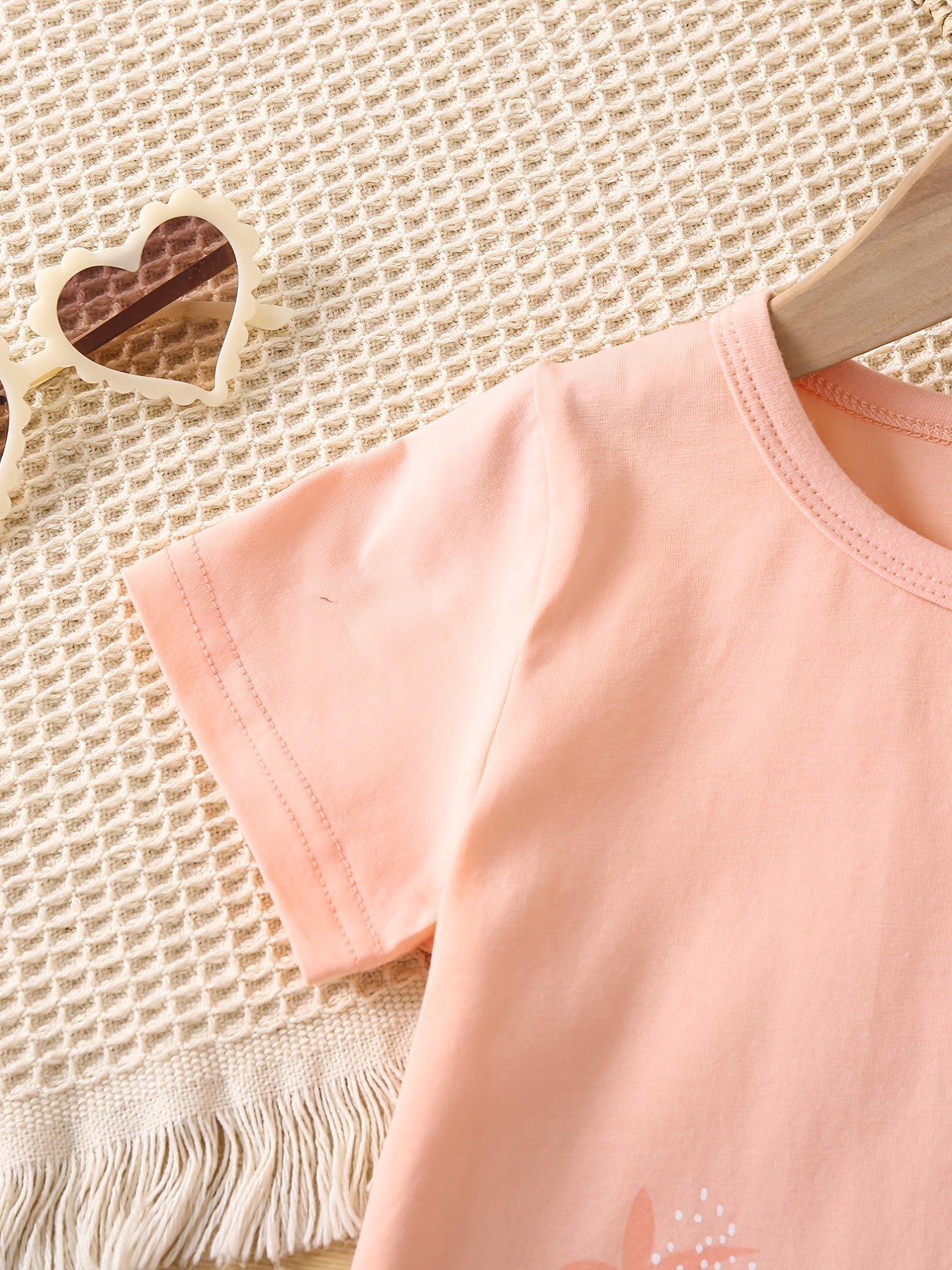 Girls Plant Print T-shirt & Shorts Set for Summer