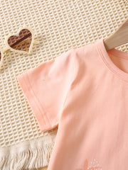 Girls Plant Print T-shirt & Shorts Set for Summer