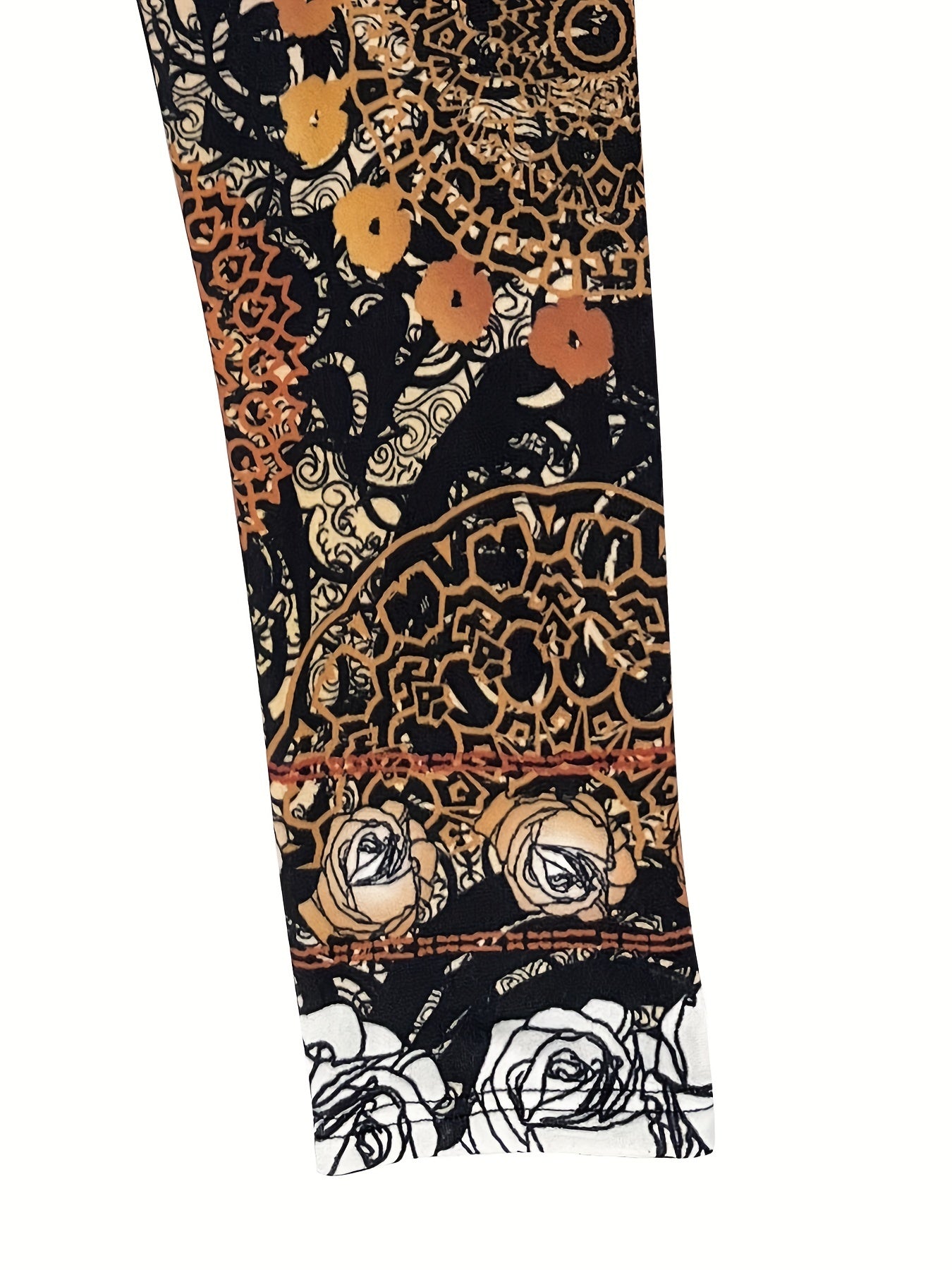 Women's Plus Baroque Floral Print High Stretch Retro Leggings