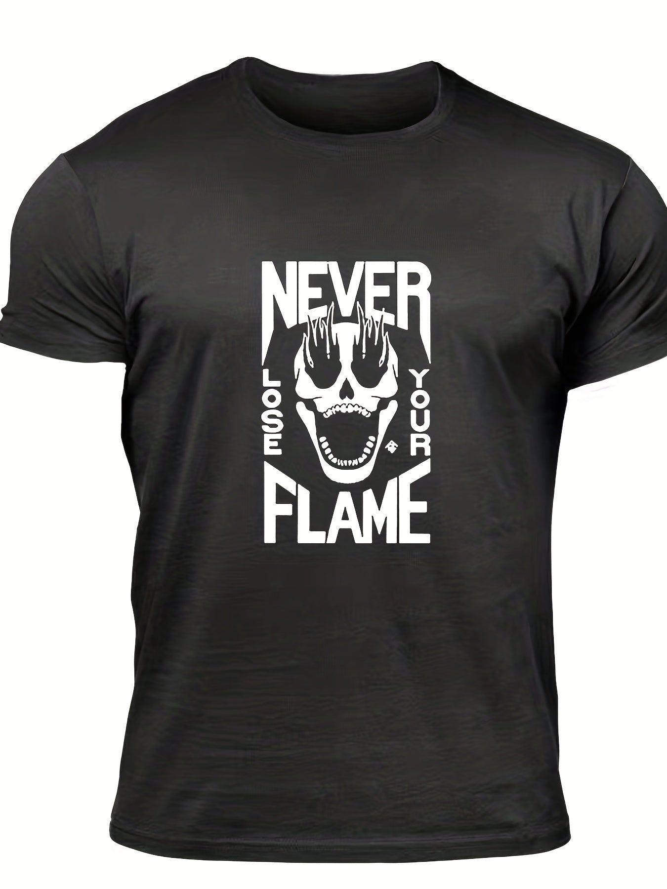 Men's Flame Skull Graphic Tee for Summer
