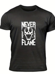 Men's Flame Skull Graphic Tee for Summer