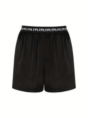 Letter Pattern Waist Fitness Causal Shorts for Women