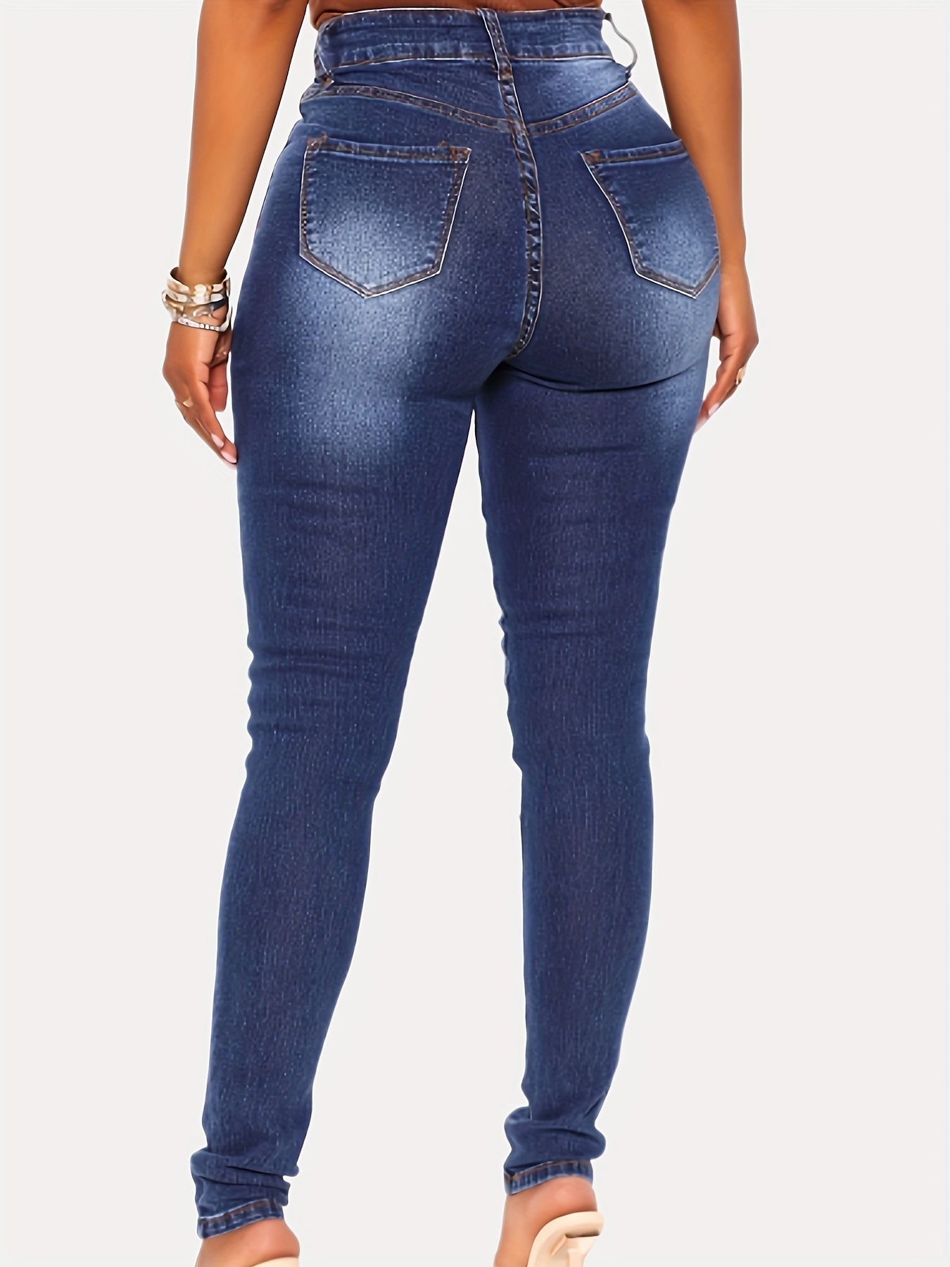 Button Fly Stretch Skinny Jeans