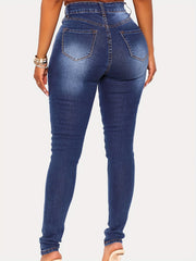 Button Fly Stretch Skinny Jeans