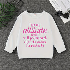 Girls Sweatshirt Attitude Print Crew Neck Long Sleeve Pullover For Pre Teens