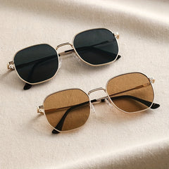 Square Metal Sunglasses UV400 Sun Shades for Beach Travel