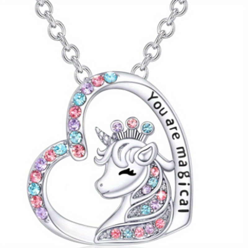 Heart Pendant Unicorn Jewelry Set for Girls