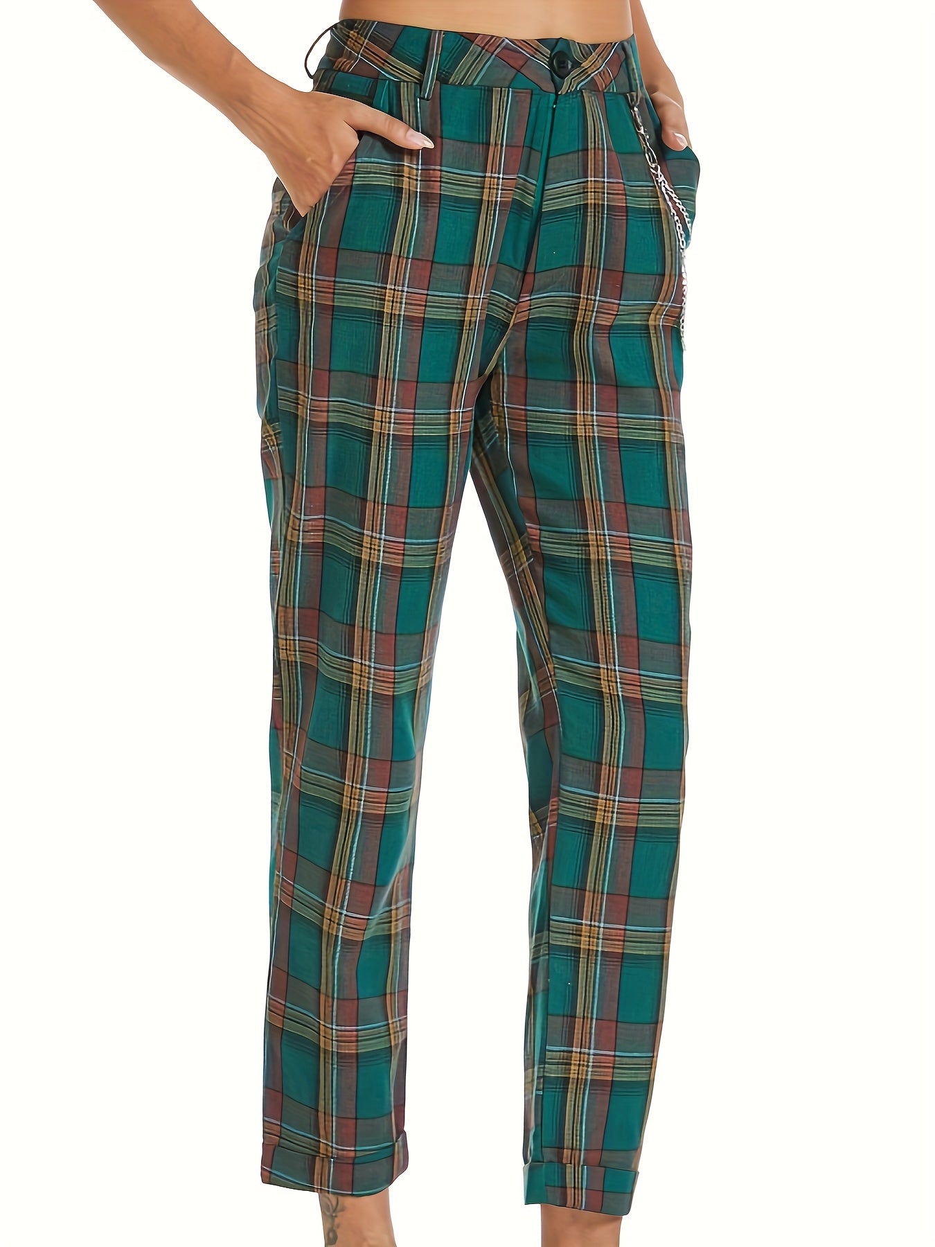 Vintage Plaid High Waist Pants