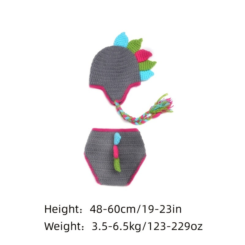 Cute Dino Baby Hats 2Pcs Set for Newborn Photography Props