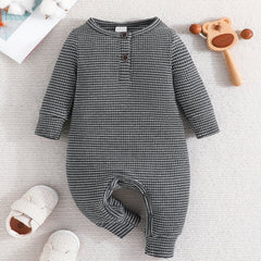 Baby Boy's Striped Bodysuit Long Sleeve Romper