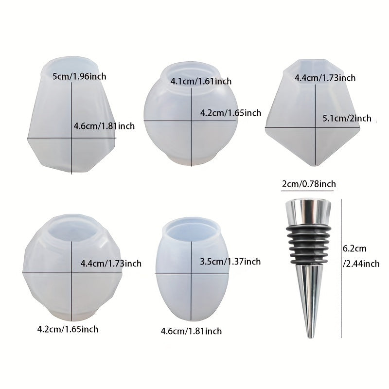 5pcs Geometric Ball Bottle Stopper Resin Mold for DIY Casting Craft