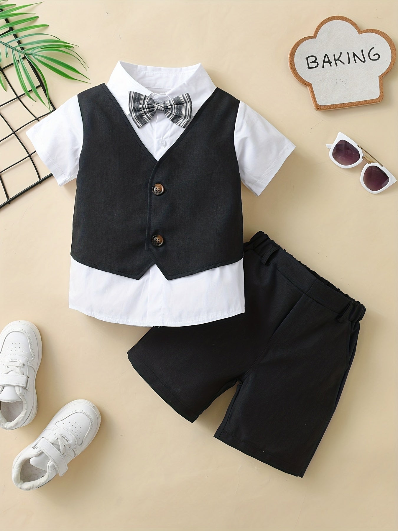 Boys Gentleman Outfit Shirt & Shorts Set Kids Clothes