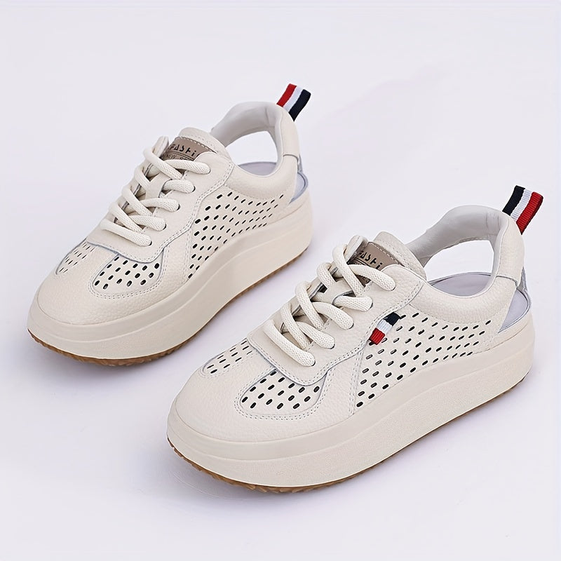 Women's Leather Hollowed Sports Sandals Flat Soles Outdoor Wear