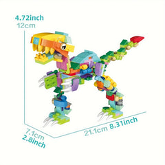12-in-1 Dinosaur Building Block Set - Create 12 Animals or Large Dinosaurs