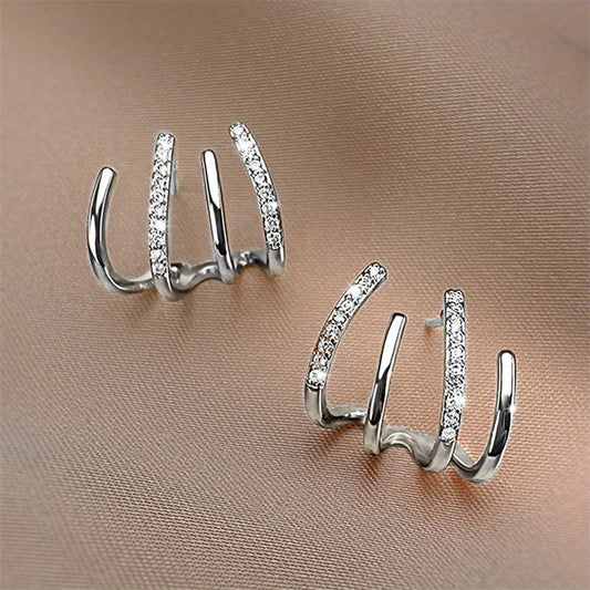 Zircon Inlaid Claw Stud Earrings for Everyday Styling